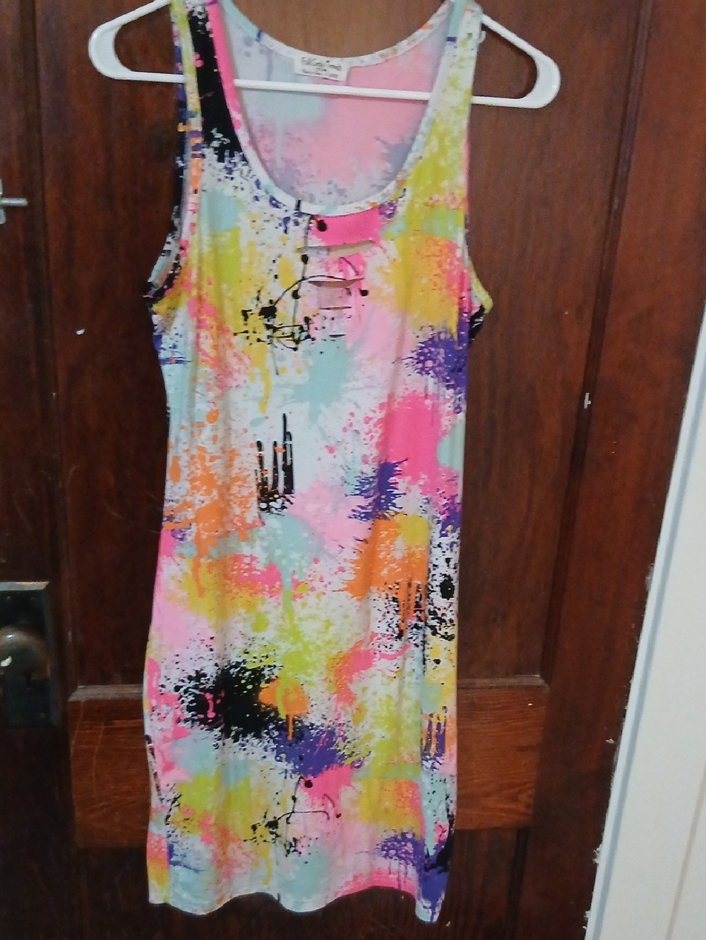 Sleeveless Splash-Print Maxi Dress in Pink & Multicolor